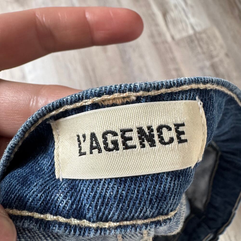 L’Agence Distressed Denim Cutoff Shorts Blue Y2K Mini Summer Casual Medium - Picture 4 of 7